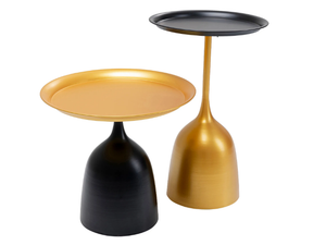 TRAYS - Set of round enamelled steel high side tables _ KARE Design